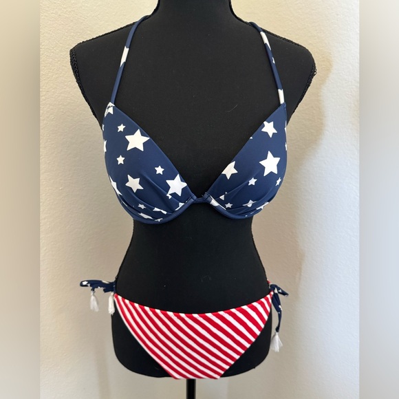 Adore Me Starry Navy and Striped Red Bikini - Picture 1 of 8